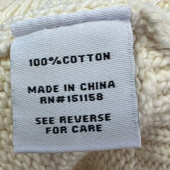 525 America Ivory Cotton Puff Sleeve Sweater Knit Pullover Cozy Chic Size M - Picture 8 of 8